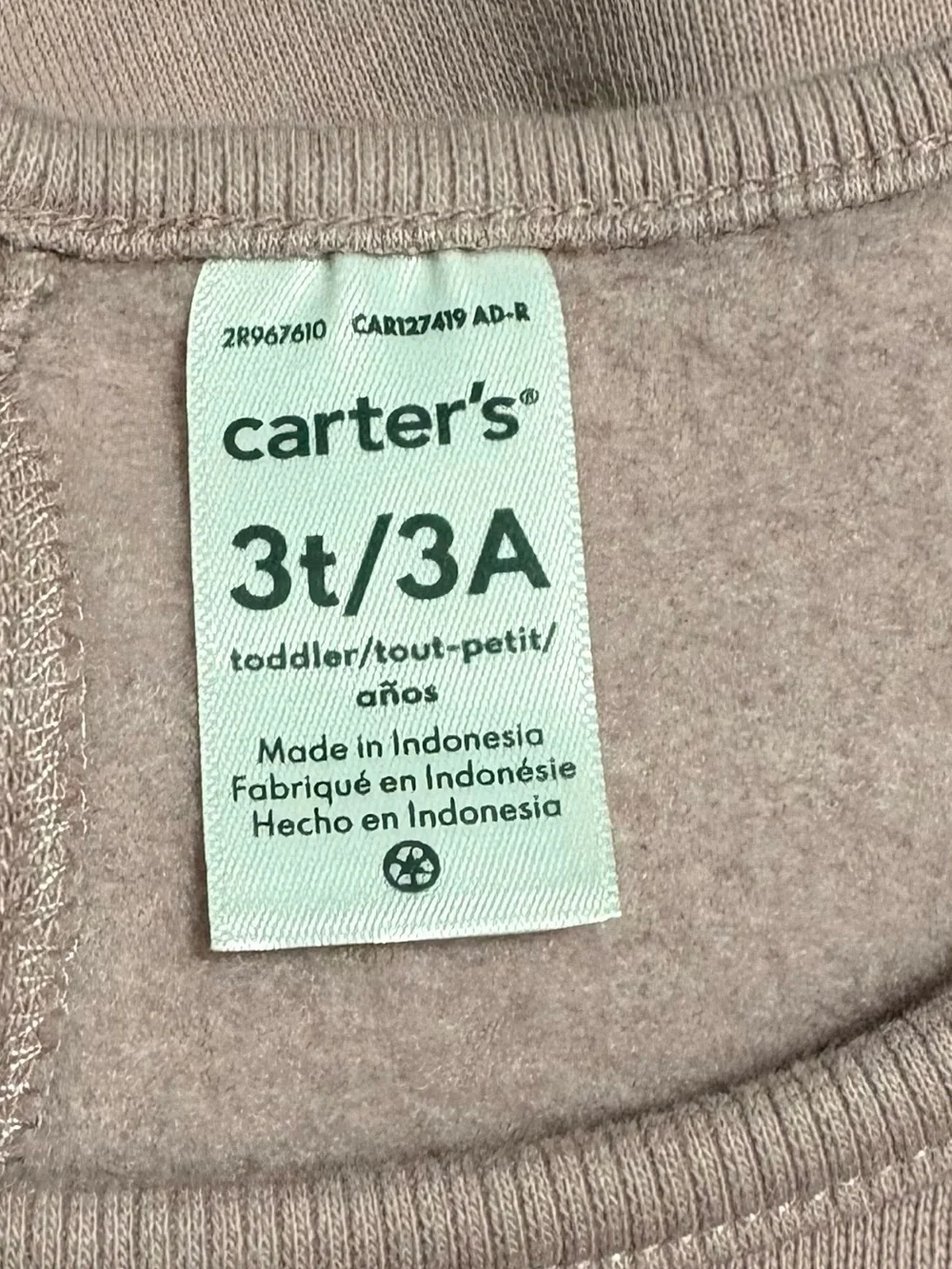 Carter's Mauve/Pink Long-Sleeve Fleece Ruffle Detail Dress size 3T